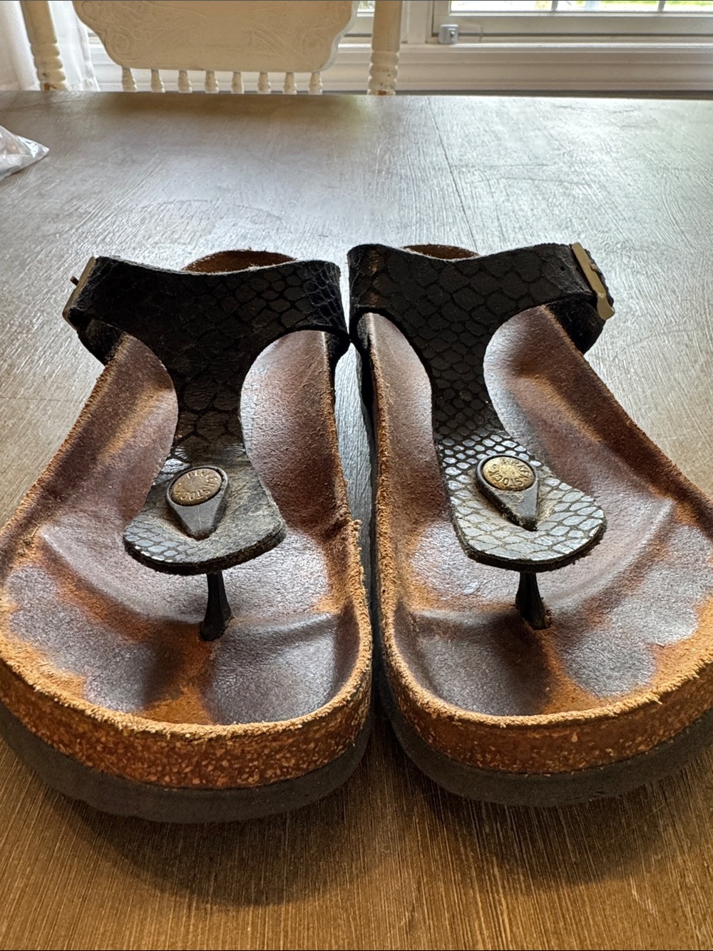 Birkenstock Black Thong Sandal with Textured Upper